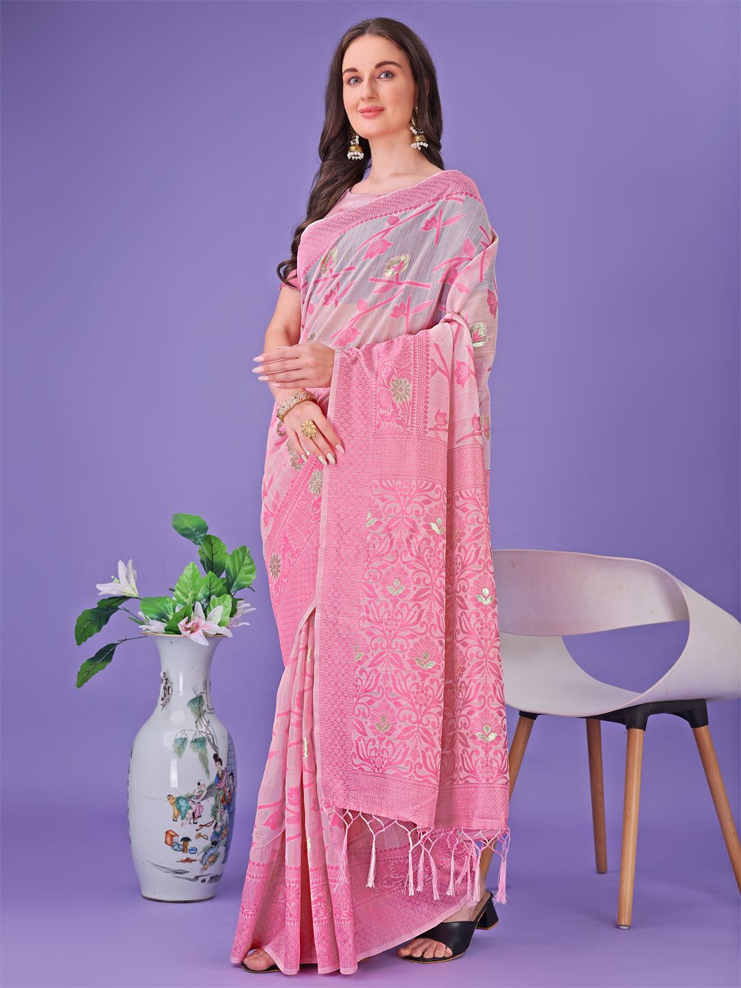 Kora Kriti: Raw Elegance Linen Cotton Classic Saree Collection| Ready To Wear                     SKU-ASCOT2001 to 06