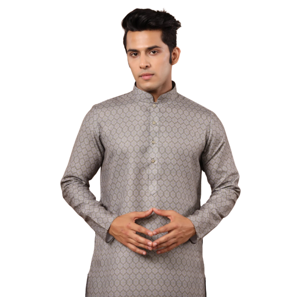 Kurta Pajama Set For Men | D Grey Color Printed