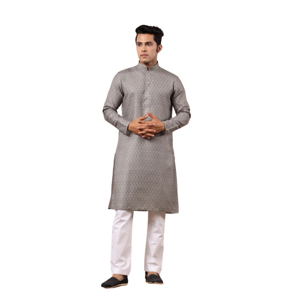 Kurta Pajama Set For Men | D Grey Color Printed