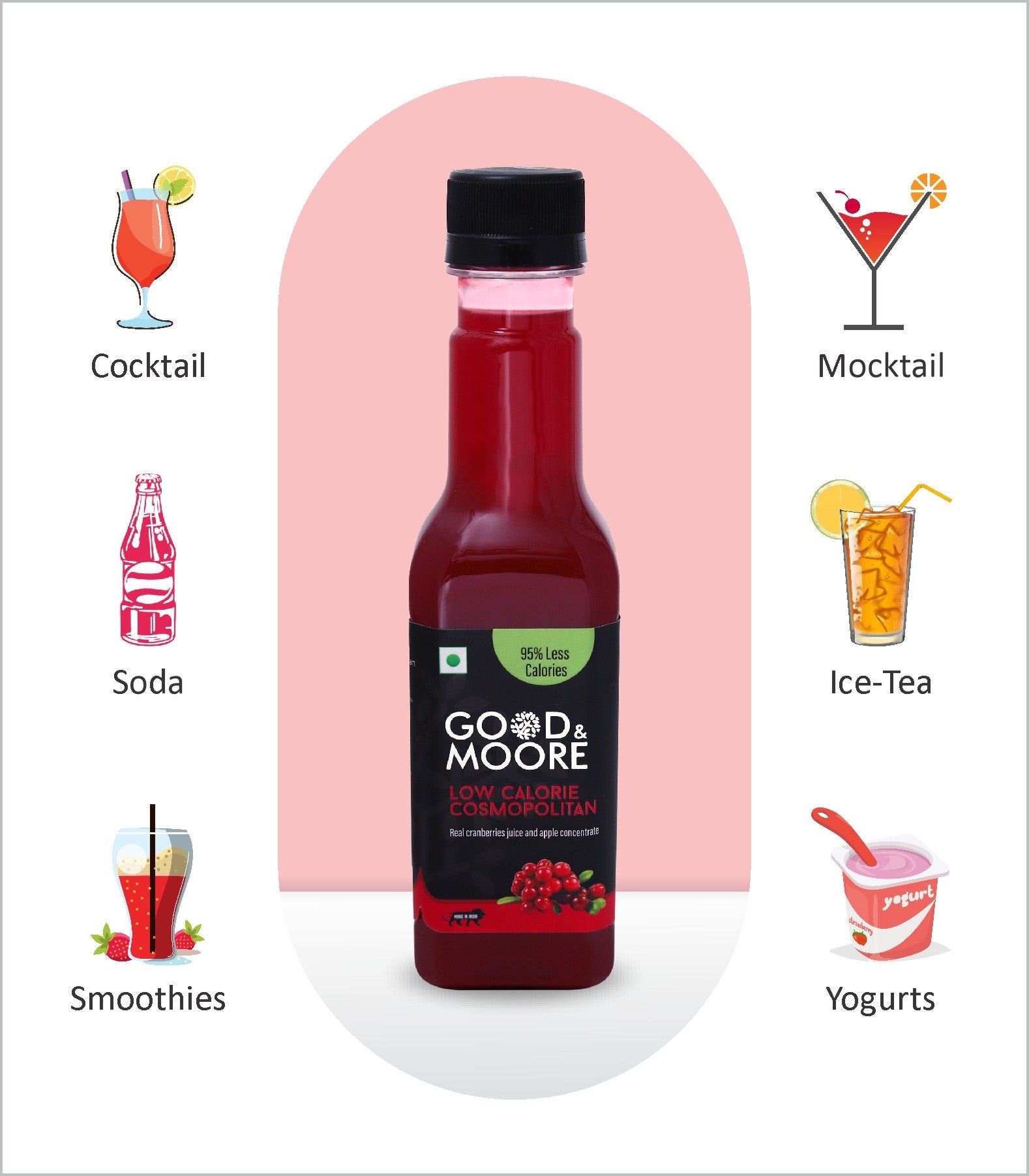 Good & Moore Low calorie Cosmopolitan Syrup |250 ML | 750 ML