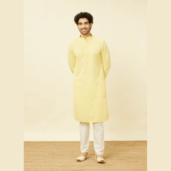 Manyawar Chikankari Jaal Patterned Kurta Set