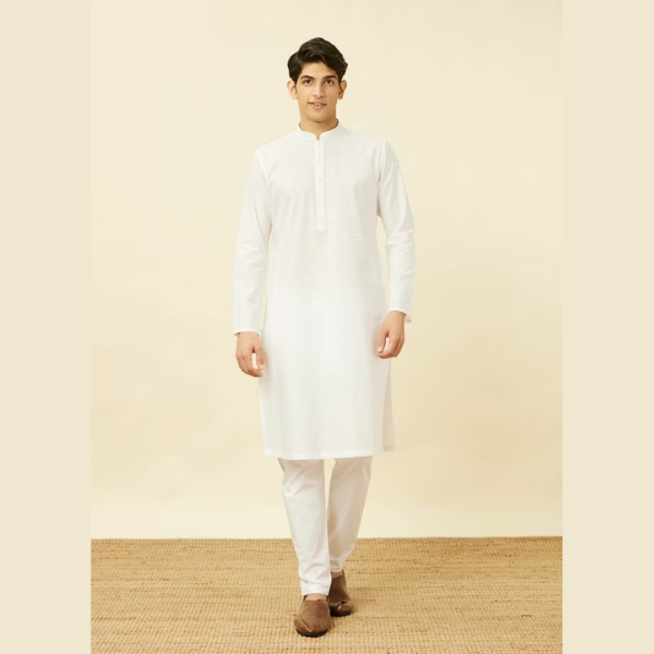 Manyawar Light Cream Kurta Set - India shopping