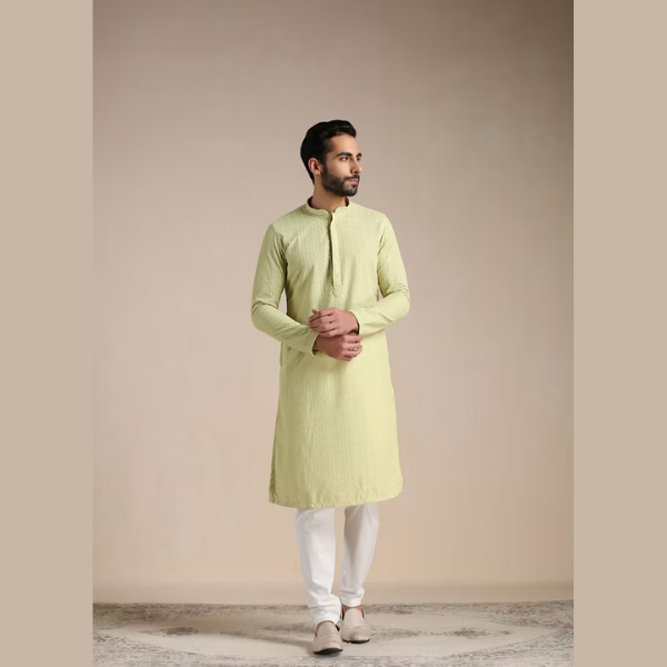 Manyawar Chikankari Jaal Patterned Kurta Set