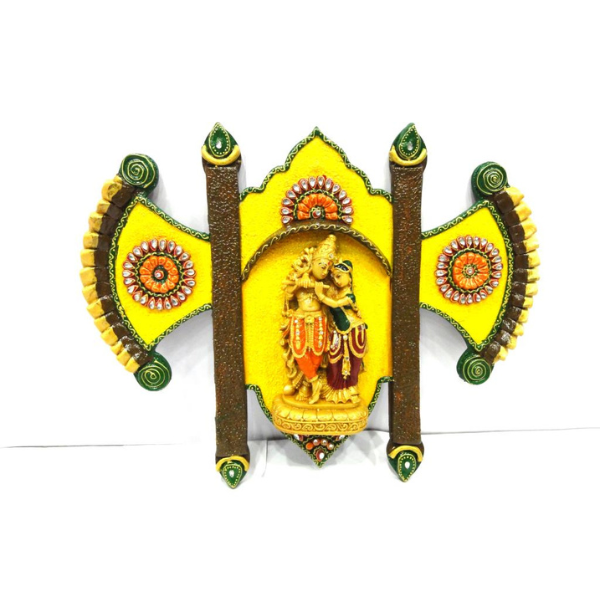 Crafticia Wooden Paper Mache Lord Radha Krishna | Premium Wall Hanging