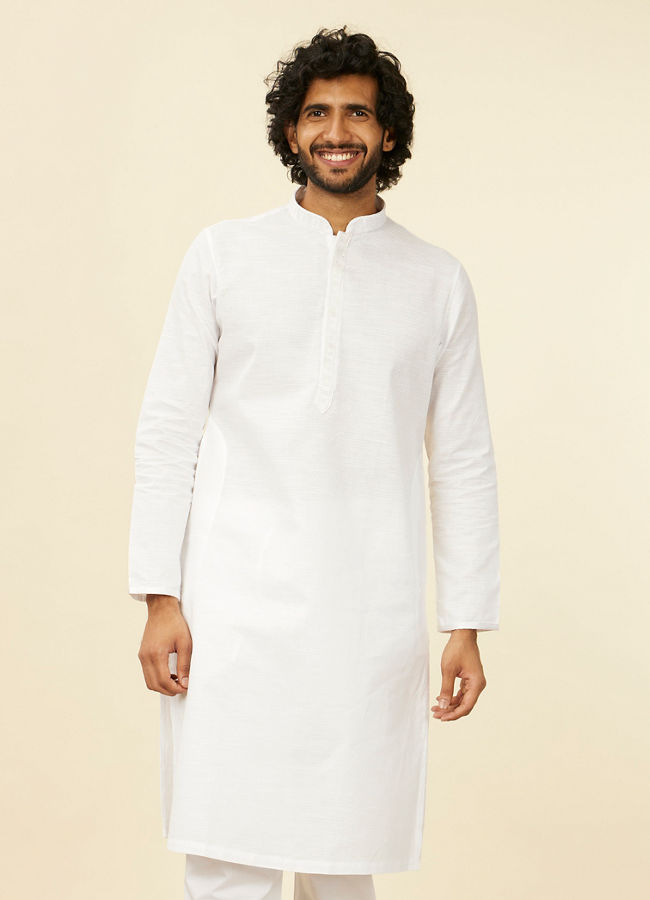 Manyawar Classic White Kurta Set