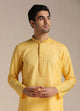 Manyawar Squash Yellow Patterned Placket Kurta Set