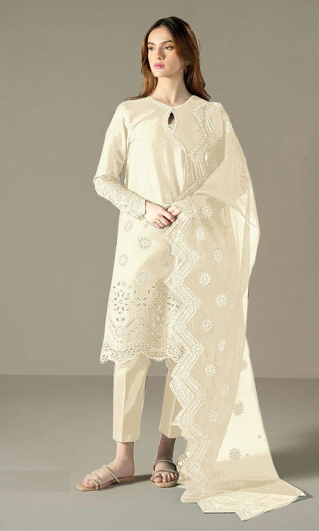 Cotton Suit With Embroidery Work | Ready To Wear