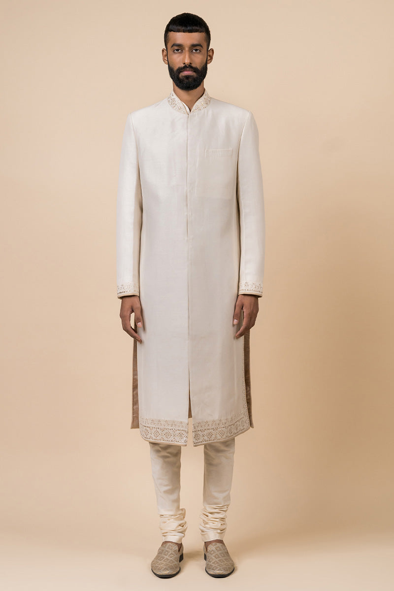 Sherwani With Fine Thread And Gota Work