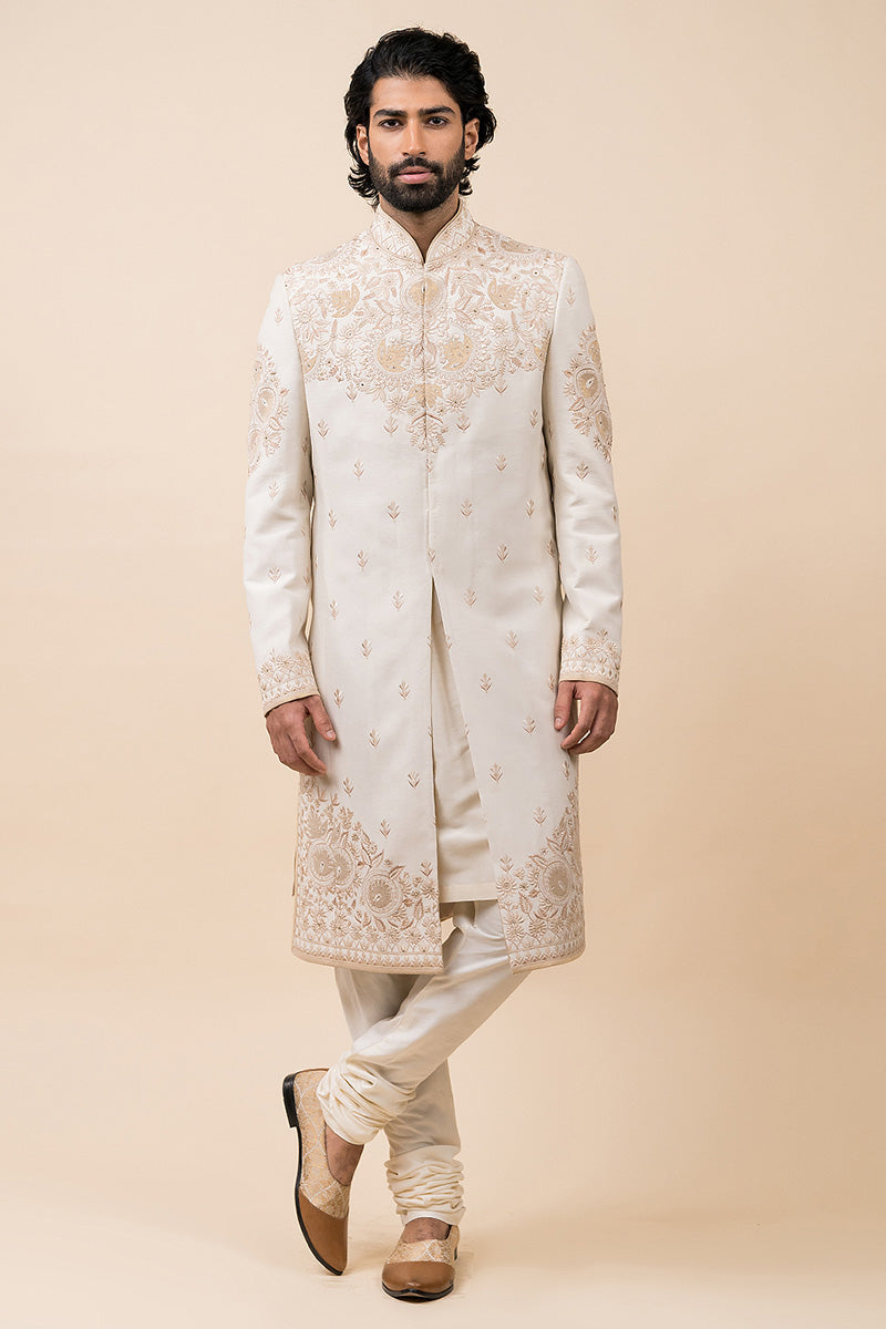 Applique Sherwani With Aari Embroidery