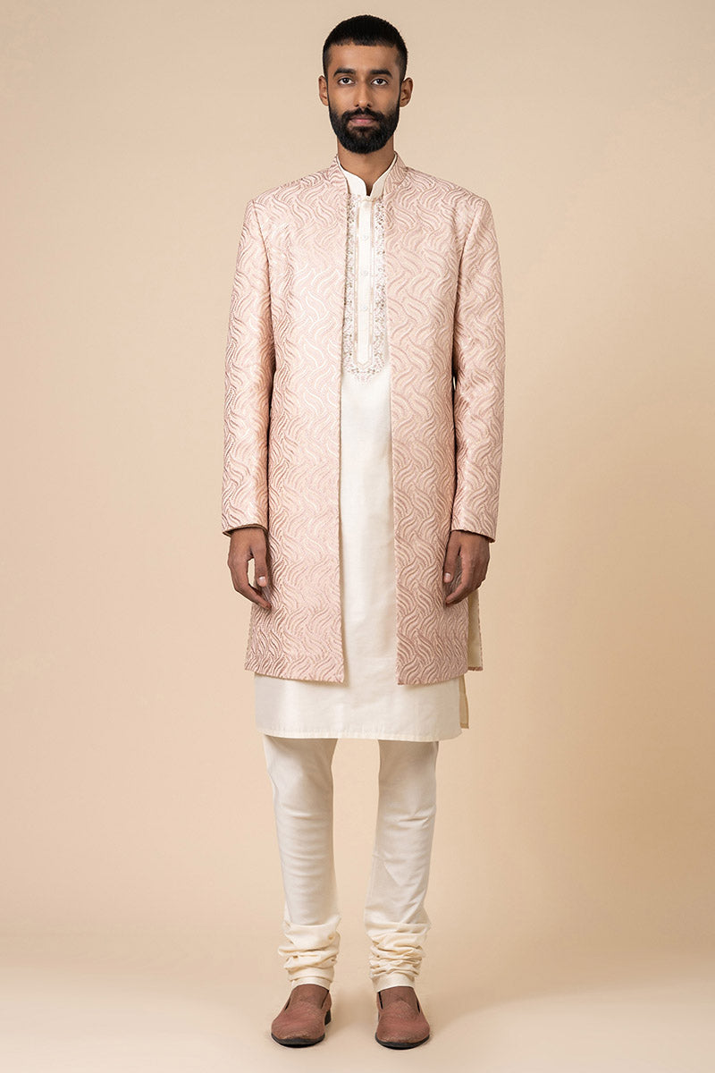 Pink All Over Patterned Sherwani