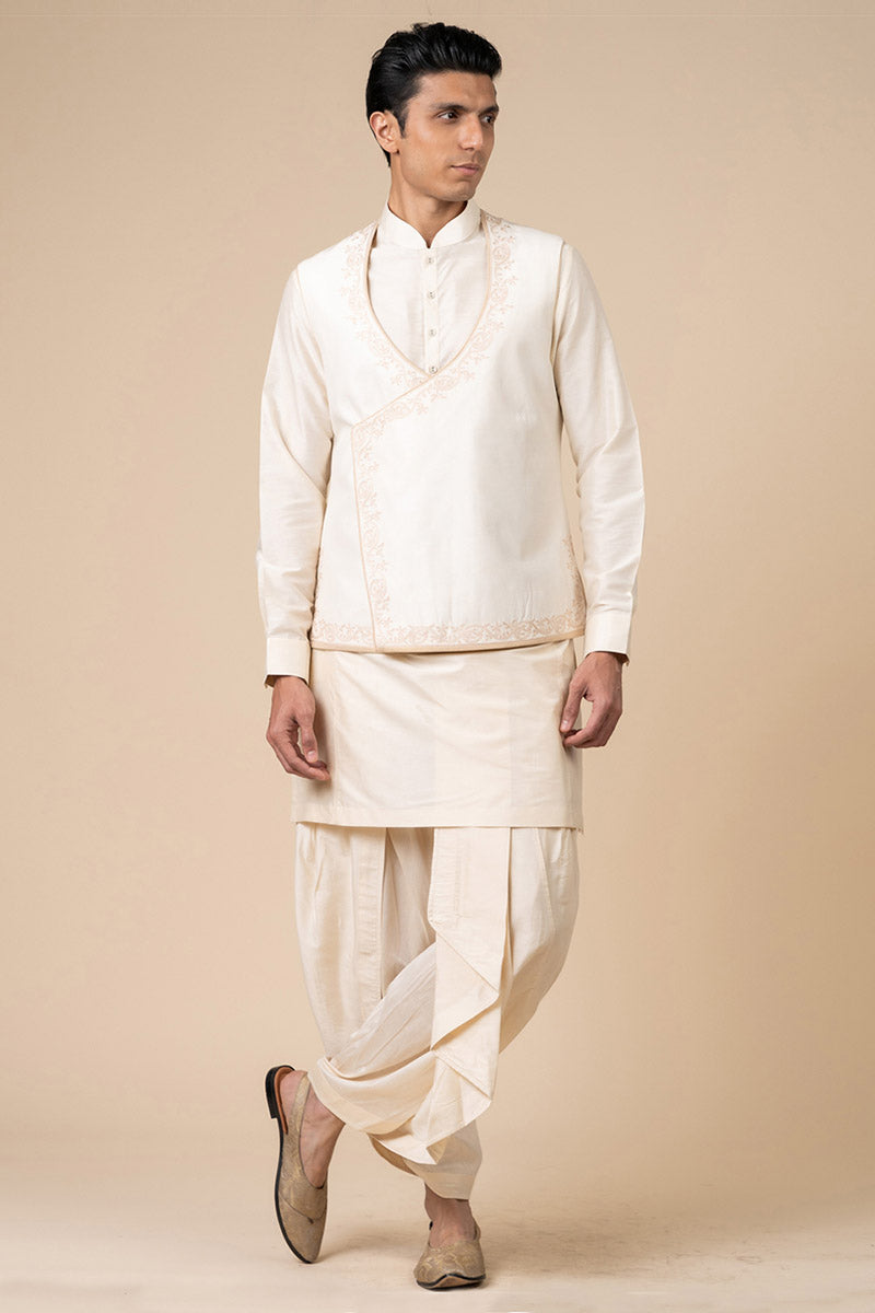 Angrakha Style Kurta Bundi Set