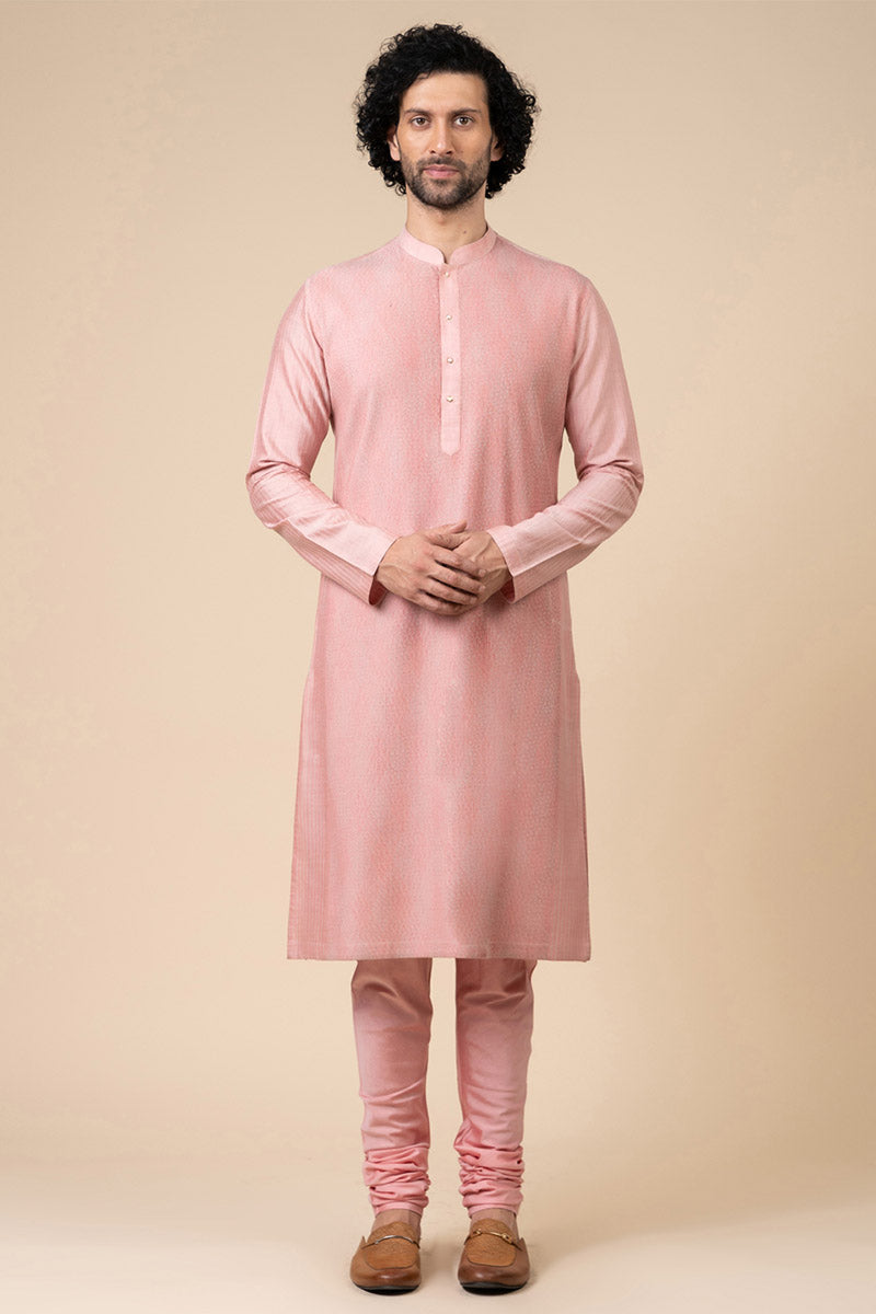 Peach Kurta Set With Texturing Detail