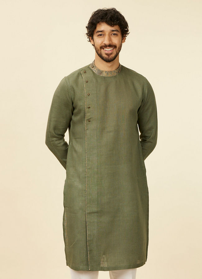 Manyawar Bottle Green Achkan Kurta