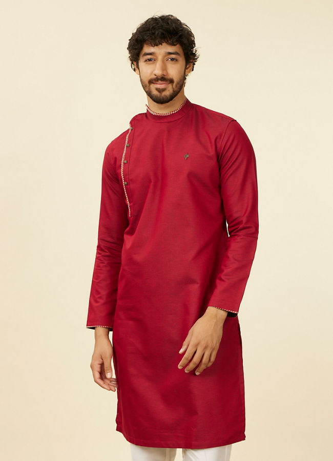 Manyawar Maroon Side Open Kurta