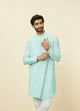 Manyawar Pastel Turquoise Green Angrakha Style Kurta