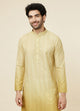 Manyawar Yellow Green Trellis Patterned Ombre Dyed Kurta