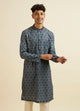 Manyawar Teal Green Jaal and Medallion Patterned Kurta