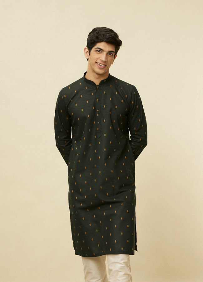 Manyawar Timber Green Buta Printed Kurta