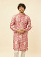 Manyawar Coral Pink Floral Printed Kurta