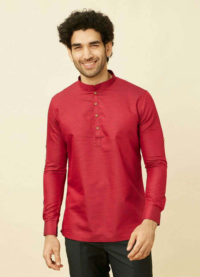 Manyawar Red Chilli Pepper Short Kurta