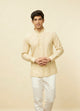 Manyawar Sand Beige Square Grid Patterned Short Kurta