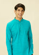Manyawar Turquoise Blue Short Kurta