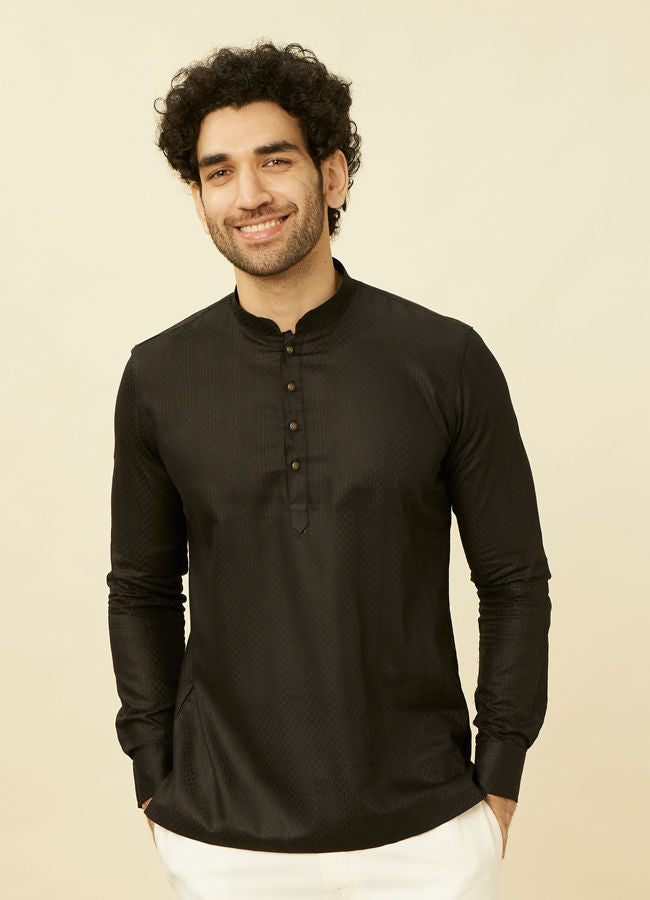 Manyawar Ebony Black Short Kurta