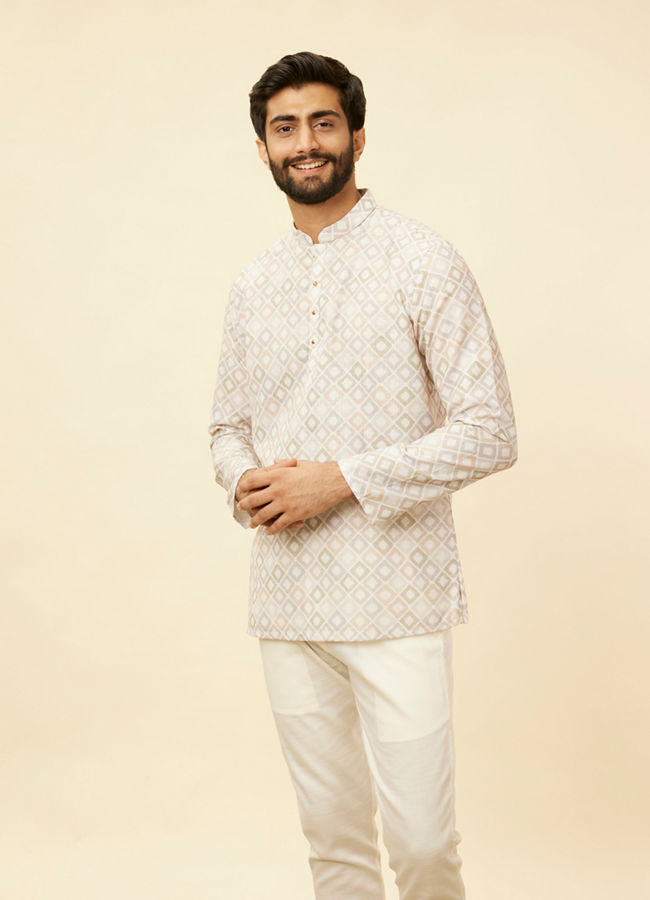 Manyawar Hunter Green Buta Patterned Short Kurta