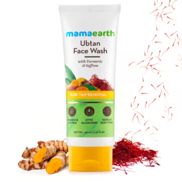 Mamaearth Ubtan Face Wash with Turmeric & Saffron for Tan Removal