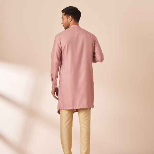 Manyavar Light Pink Thread Embroidered Kurta