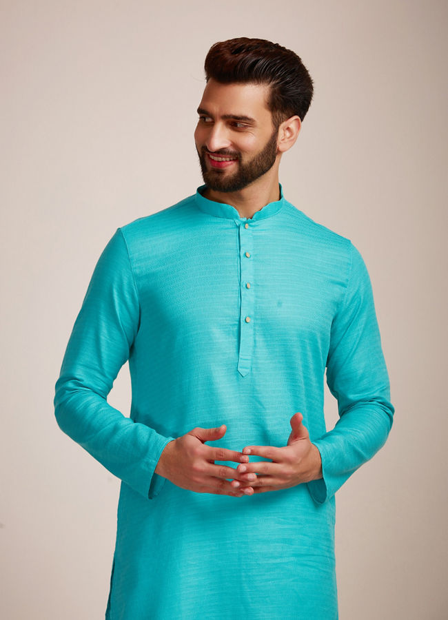 Manyawar Light Blue Plain Kurta Set