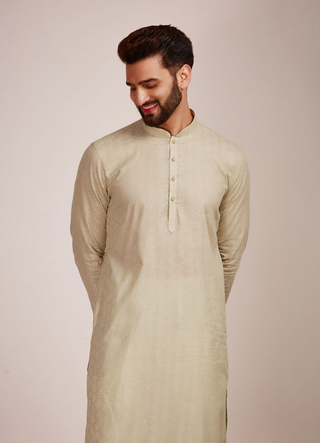 Manyawar Light Pista Patterned Kurta Set