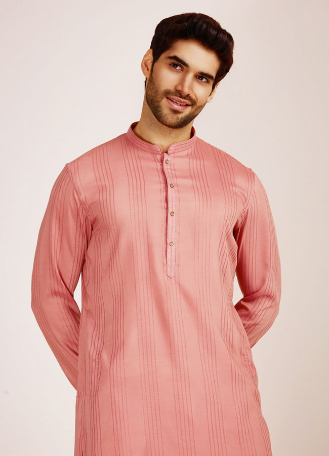 Manyawar Pink Striped Kurta Set