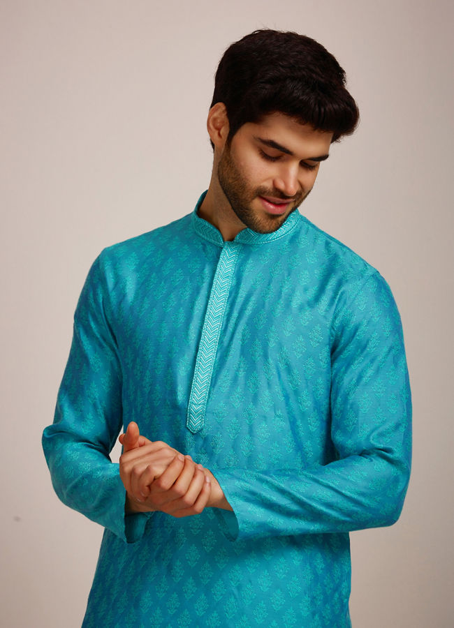 Manyawar Aqua Blue Kurta Set