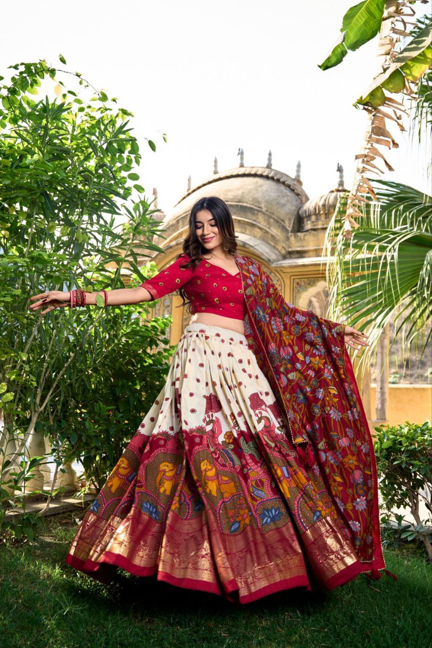 Classic Kalamkari Print Lehenga Choli Collection | Ready To Wear | - India shopping