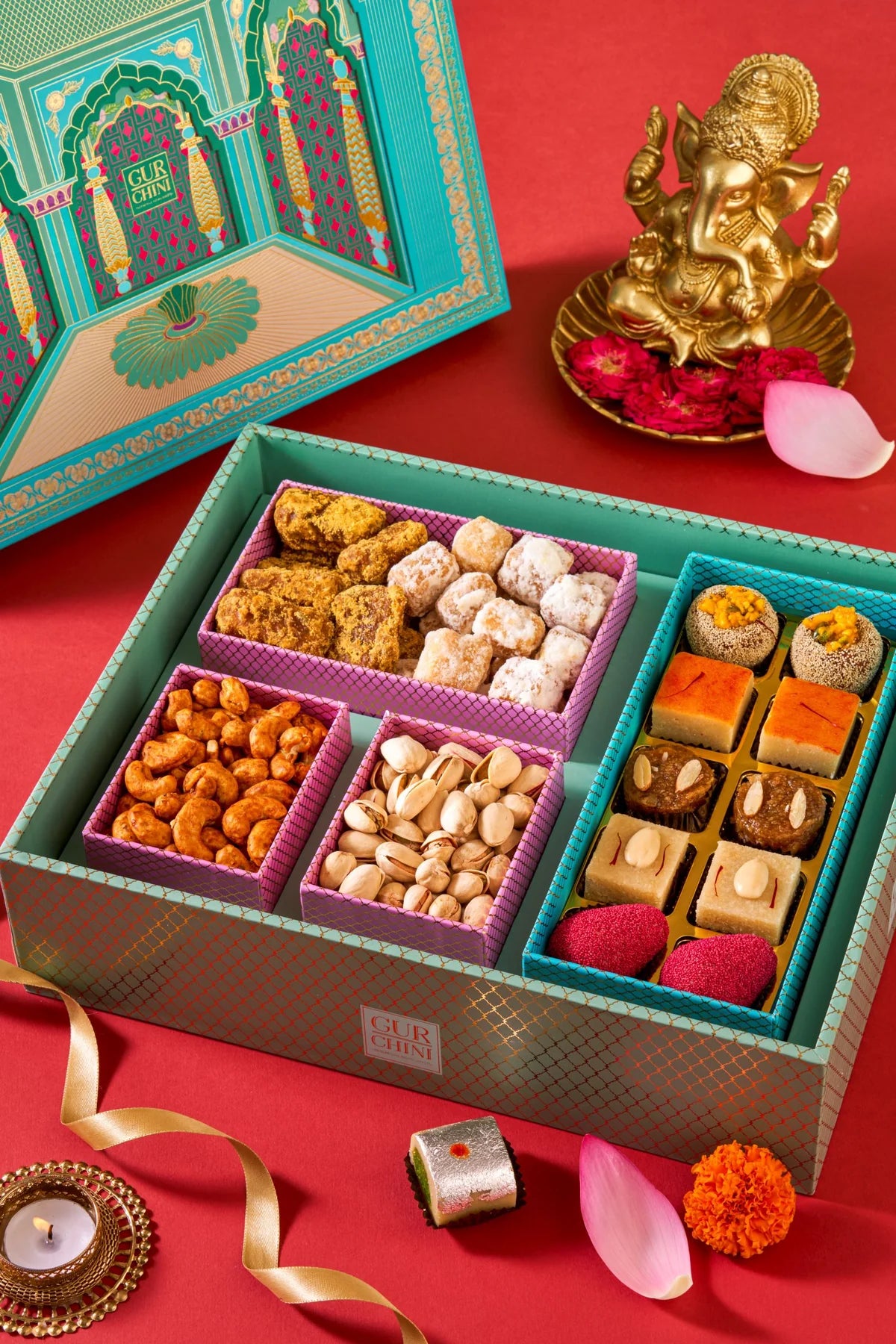 Gur Chini Mewar Collection Luxury Blue Box With 4 Set