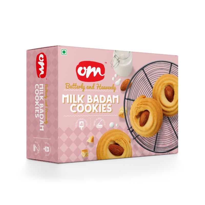 Om Sweets & Snacks Milk Badam Cookies -  350 Gms