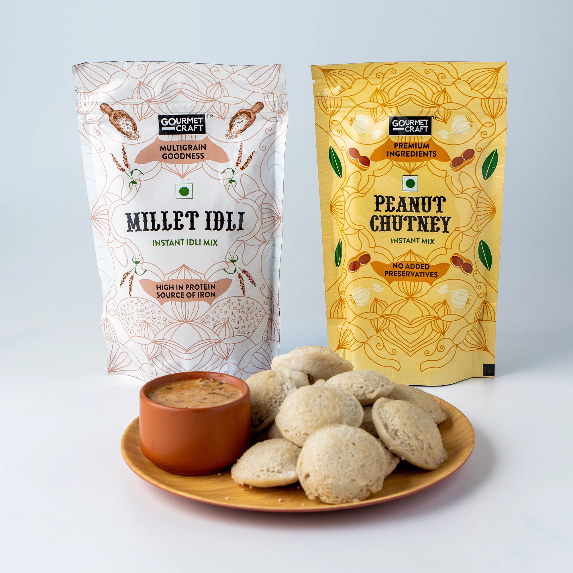 Gourmet Craft Millet Idli Mix & Instant Peanut Chutney Combo (250gm and 150gm)