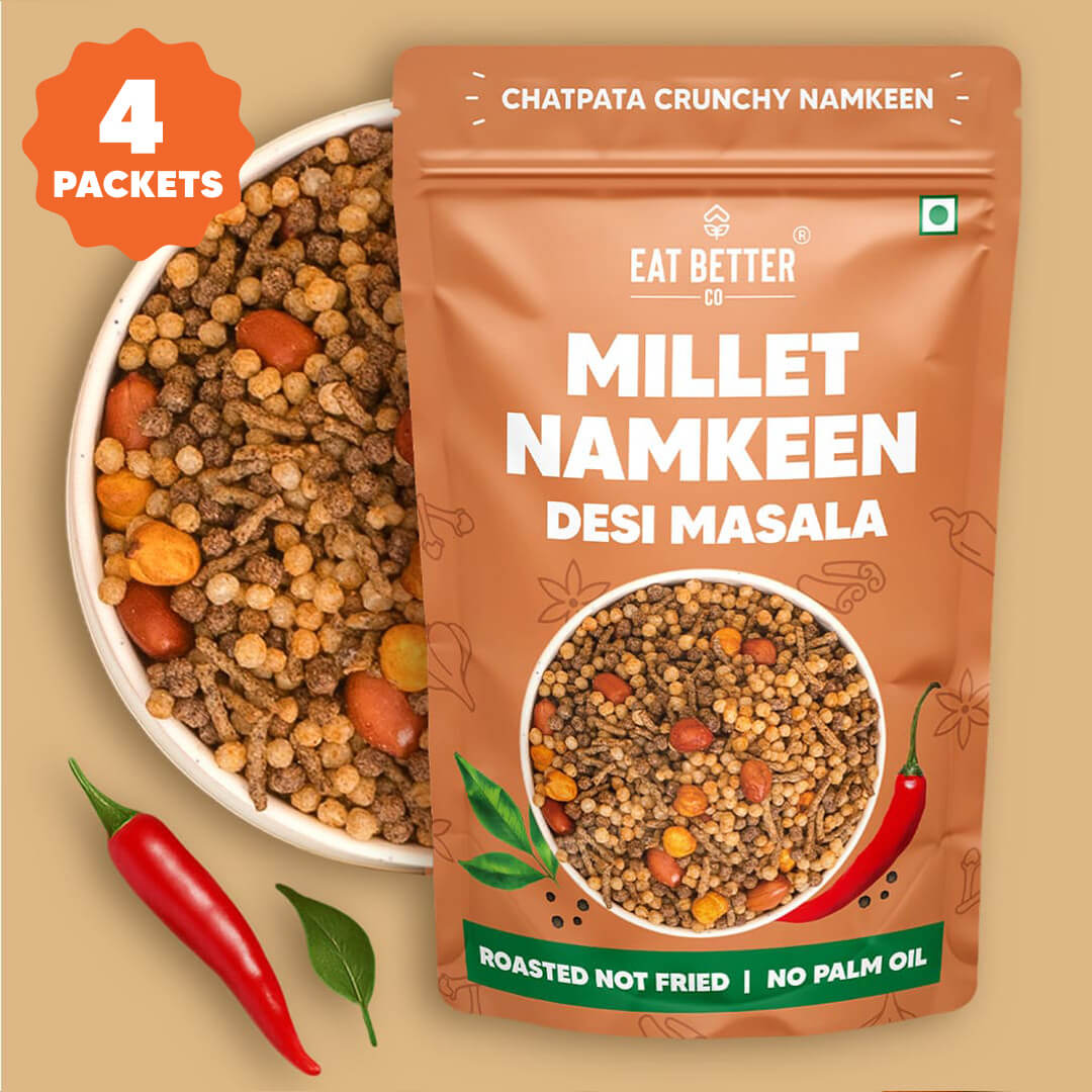 Eat Better Co Millet Namkeen - Desi Masala - 4 Packets (4 x 100 grams) - 400 gms