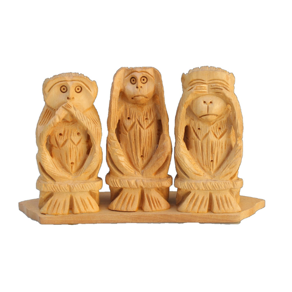 Miniature Gandhiji's Monkey Set of 3 Hand Carved Showpiece