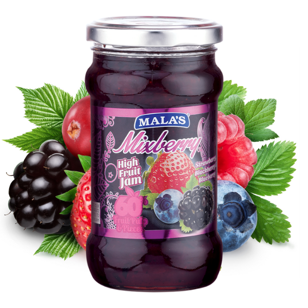 Mix Berry High Fruit Jam 350gm Glass Bottle