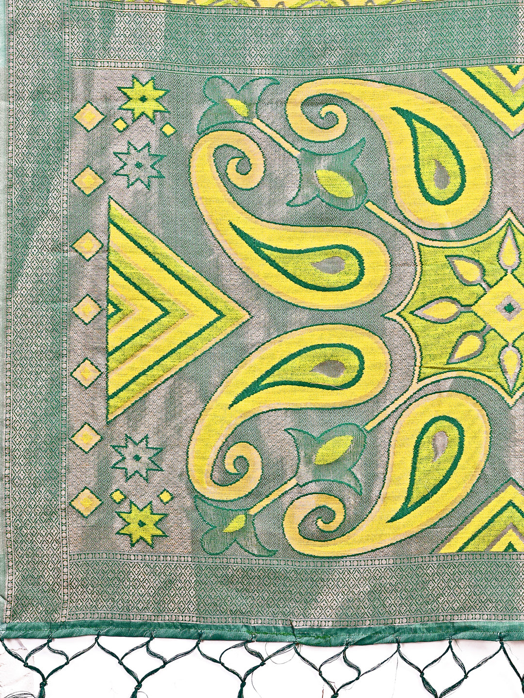 Mogra Mist Linen Cotton Saree | Yellow Color | Ready To Wear  SKU- ASKRI1005