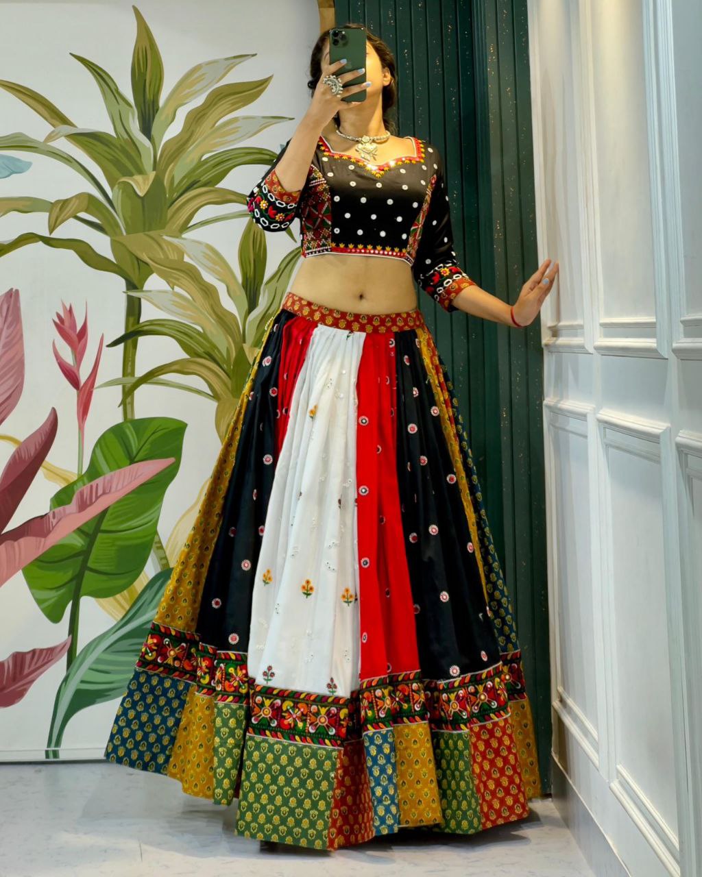 Pure Cotton Camric Print Gamthi Work Chaniya Choli  | Ready To Wear - India shopping