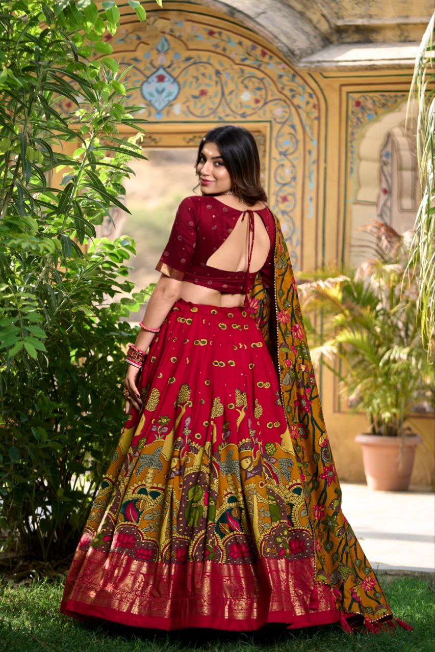 Classic Kalamkari Print Lehenga Choli Collection | Ready To Wear | - India shopping