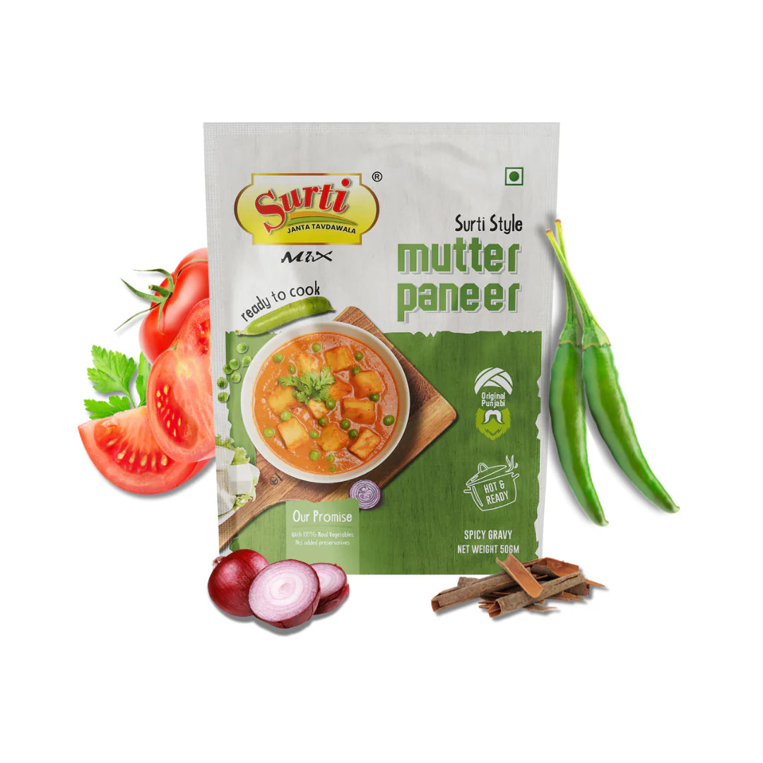 Surtimix Mutter Paneer Punjabi Sabji Gravy Masala | Ready To Eat 160 gms