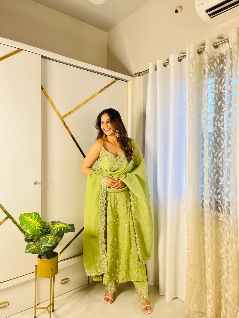 Designer Anarkali Suit With Embroidery Work | Ready To Wear