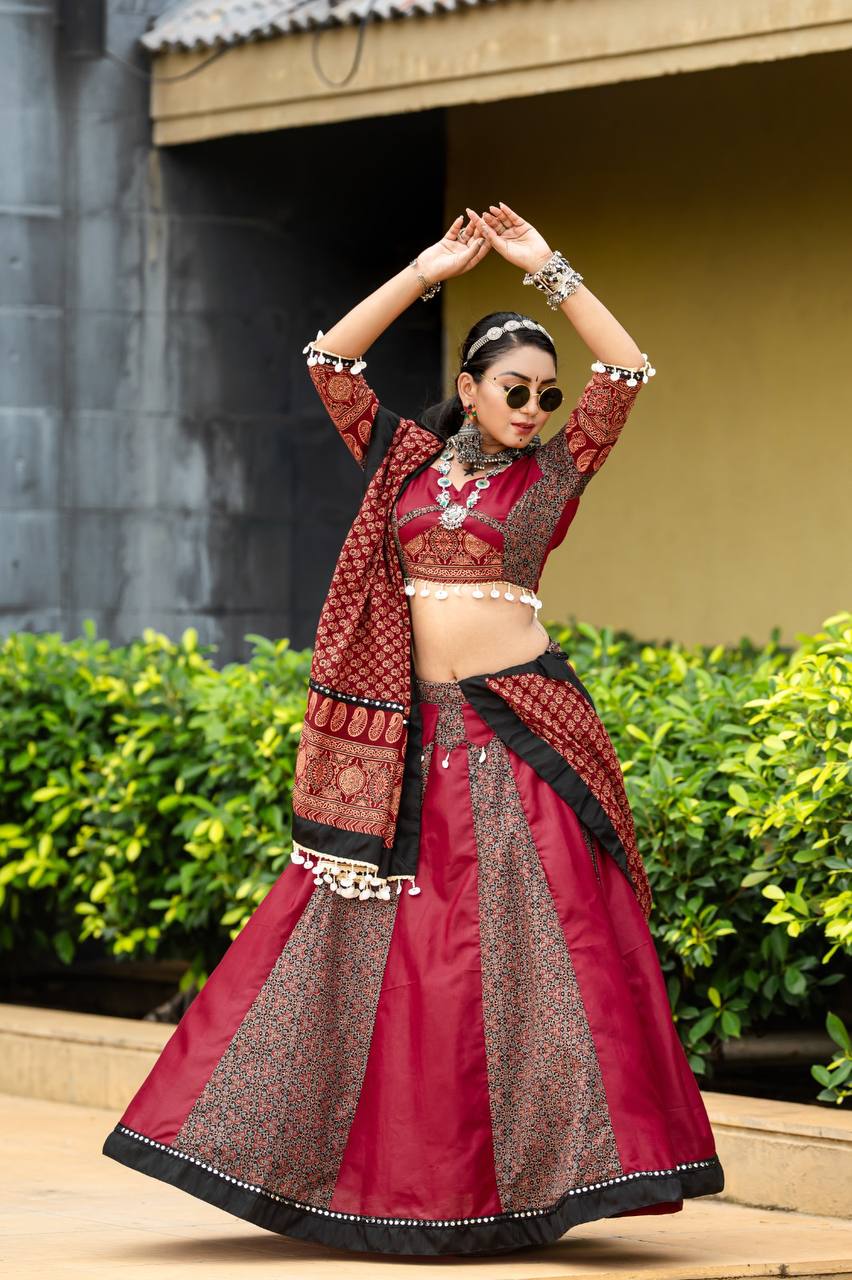 Navratri Lehenga With Pure Hand Printed Cotton Design