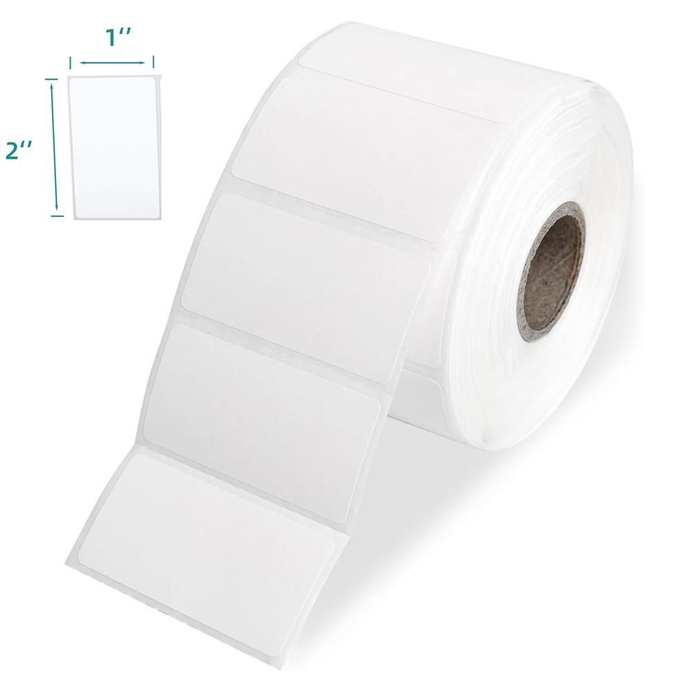 Offmat 1 x 2 inch blank adhesive label roll with 100 white labels