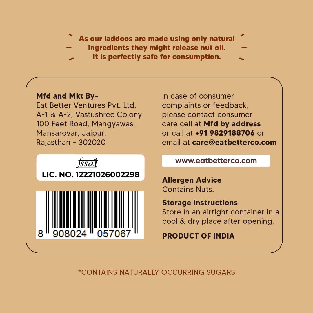 Eat Better Co Orange Chocolate Laddoos - No Added Sugar | Dates, Dry Fruits & Nuts Laddoo  - 200 gms