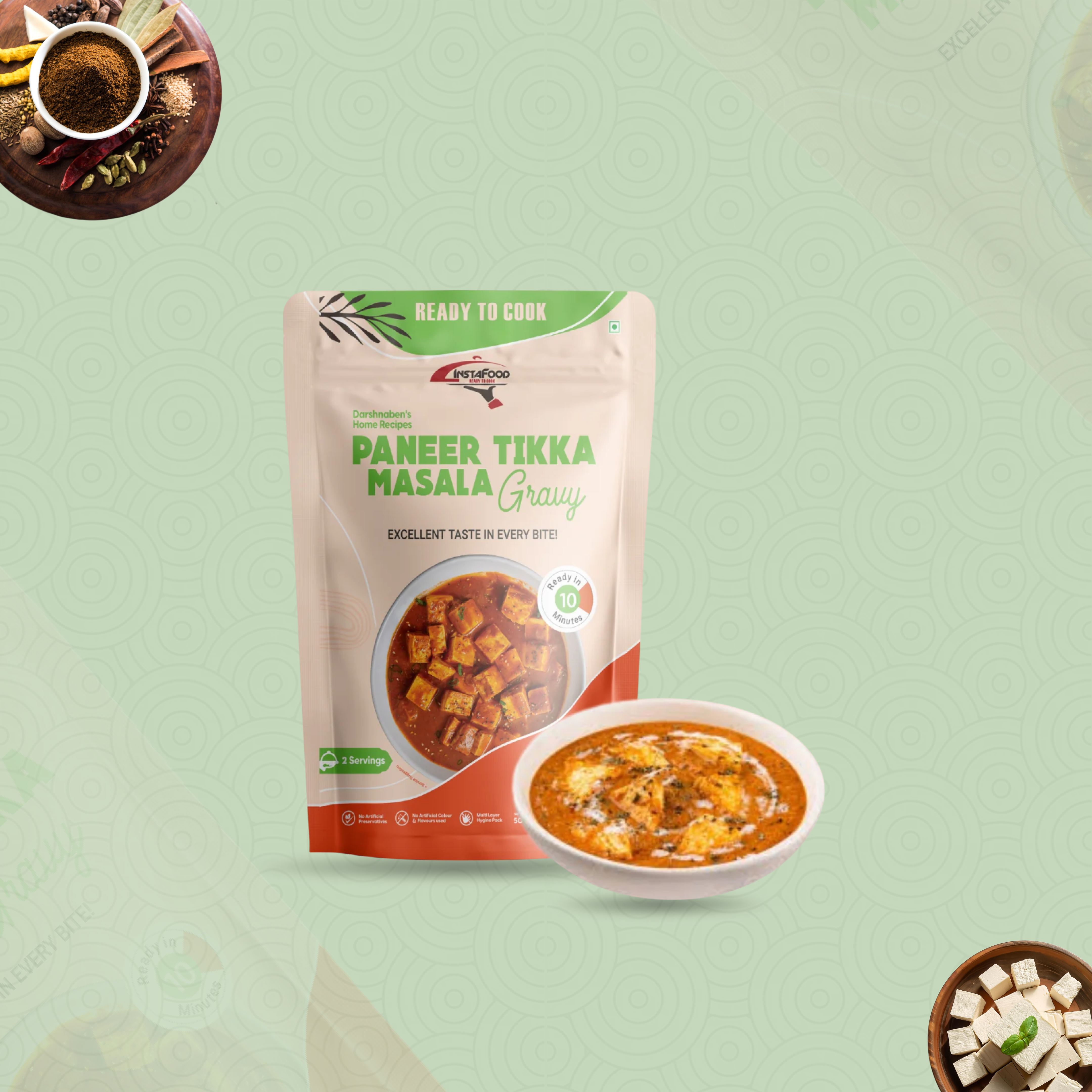 Sheta Exports Panner Tikka Masala - 50 gms | After Cooking Gets 300 gms to Serve | Ready To Eat